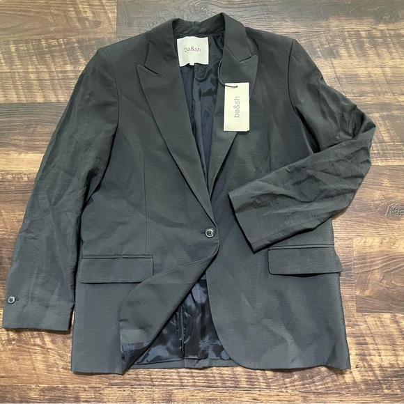 NWT Ba&SH veste heroes satiny 1 button blazer sport coat carbone gray Sz 2 *read - Picture 1 of 12